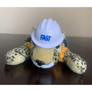 FAST Hard Hat Cheetah Leopard Plush Stuffed Animal Toy 8.25" Laying Flat
